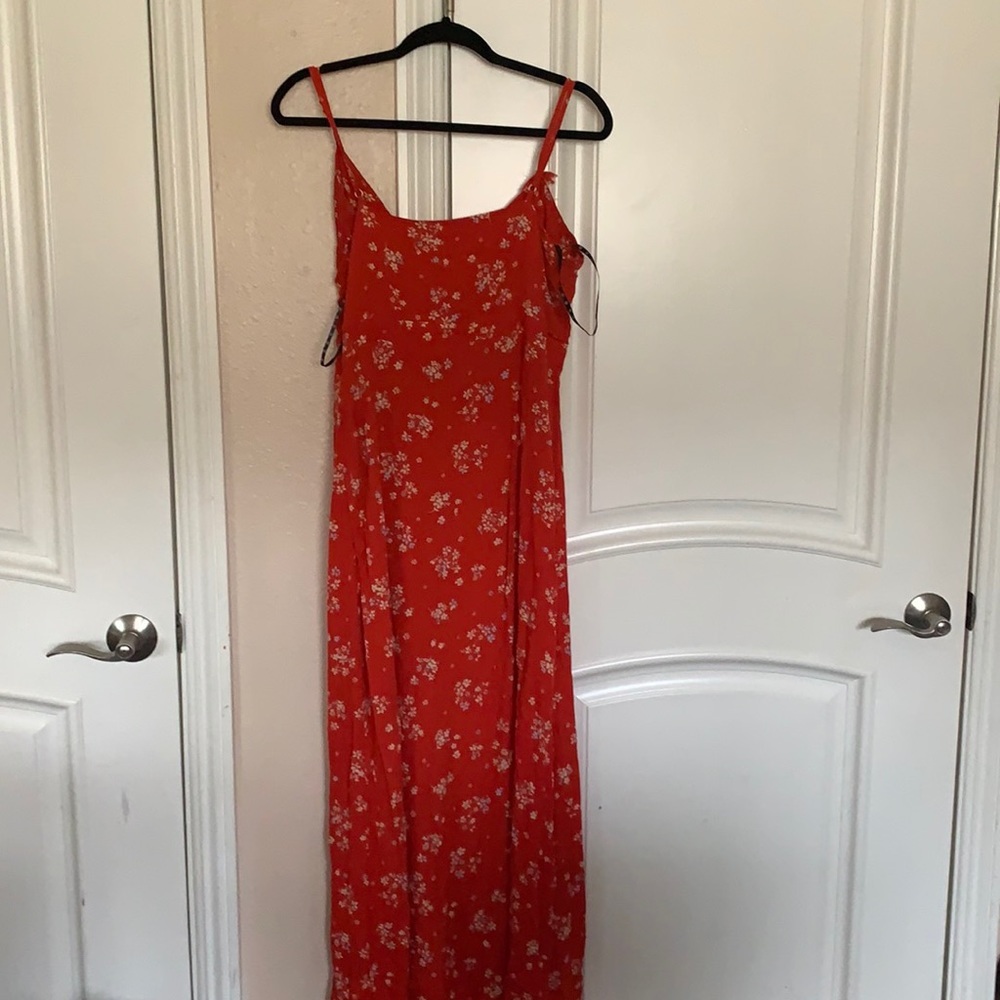 Red midi dress